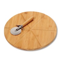 Kesper 58465 set bambusovih tanjura za pizzu, 2 tanjura i 1 rezač za pizzu, FSC® certificirani bambus, nehrđajući čelik, promjer 32 cm, smeđa boja 2
