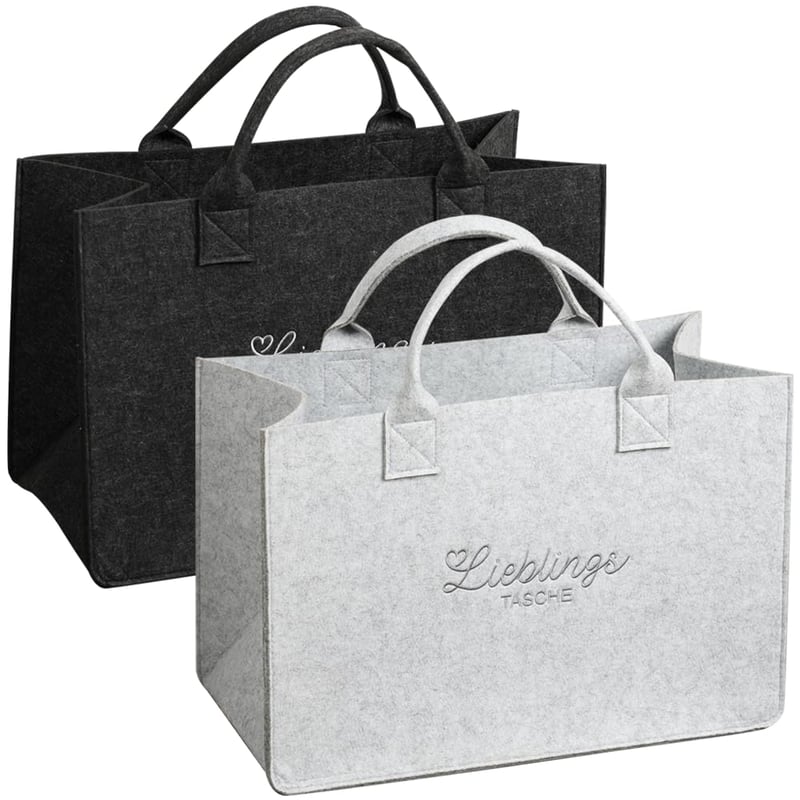 Set 2 genți din fetru Kesper, 50 x 25 x 34 cm, Gri, 9422813
