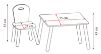 Detský stôl Kesper s 2 stoličkami, biely, MDF, stôl 55x55x45 cm, stolička 27,5x27,5x50,5 cm, detská nábytková súprava 3
