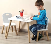 Detský stôl Kesper s 2 stoličkami, biely, MDF, stôl 55x55x45 cm, stolička 27,5x27,5x50,5 cm, detská nábytková súprava 2