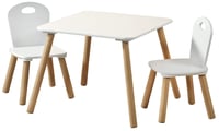Detský stôl Kesper s 2 stoličkami, biely, MDF, stôl 55x55x45 cm, stolička 27,5x27,5x50,5 cm, detská nábytková súprava 1