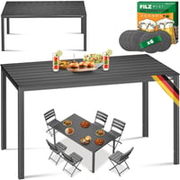 Masă de grădină KESSER 156x78 cm, masă de dining pentru 6 persoane, rezistentă la intemperii și raze UV, oțel vopsit electrostatic, aspect de lemn, cu 6 protecții din fetru, pentru terasă și grădină 1