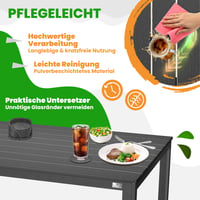 Masă de grădină KESSER 156x78 cm, masă de dining pentru 6 persoane, rezistentă la intemperii și raze UV, oțel vopsit electrostatic, aspect de lemn, cu 6 protecții din fetru, pentru terasă și grădină 7