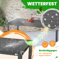 Masă de grădină KESSER 156x78 cm, masă de dining pentru 6 persoane, rezistentă la intemperii și raze UV, oțel vopsit electrostatic, aspect de lemn, cu 6 protecții din fetru, pentru terasă și grădină 4