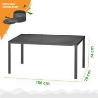 Masă de grădină KESSER 156x78 cm, masă de dining pentru 6 persoane, rezistentă la intemperii și raze UV, oțel vopsit electrostatic, aspect de lemn, cu 6 protecții din fetru, pentru terasă și grădină 2