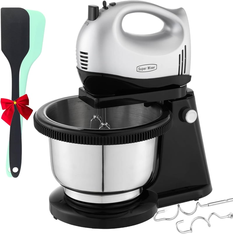 Kestreln KMS3A kézi mixer 300W, 5 fokozat, turbo, 2 habverő, 2 dagasztóhorog, ezüstszürke
