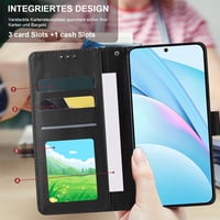 Keteen Samsung Galaxy A57 5G flip tok bőr hatású, mágneses, kártyatartóval - fekete 2