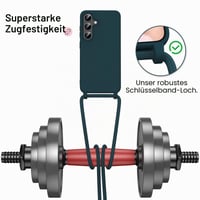 Keteen puzdro na Samsung Galaxy A57 5G s popruhom na krk, tenký silikónový zadný kryt s odnímateľnou šnúrkou, nárazuvzdorné puzdro na telefón s retiazkou, tmavozelené 4