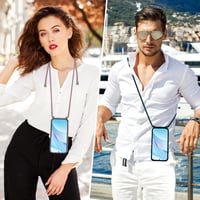 Keteen puzdro na Samsung Galaxy A57 5G s popruhom na krk, tenký silikónový zadný kryt s odnímateľnou šnúrkou, nárazuvzdorné puzdro na telefón s retiazkou, tmavozelené 2
