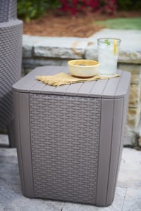 Masă de grădină Keter Allibert Luzon cu aspect de ratan plat, antracit, cu capac detașabil, spațiu de depozitare, din plastic, 39x39x42,5 cm 2