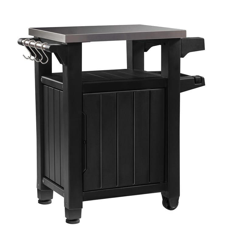 Masă laterală pentru grătar Keter BBQ Unity – grafit, blat din oțel inoxidabil, 70x54x90 cm, rezistentă la intemperii