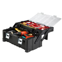 Cutie de scule Keter Cantilever Combo 22, 2 niveluri, 11 compartimente detașabile, încuietori metalice, negru/roșu 4