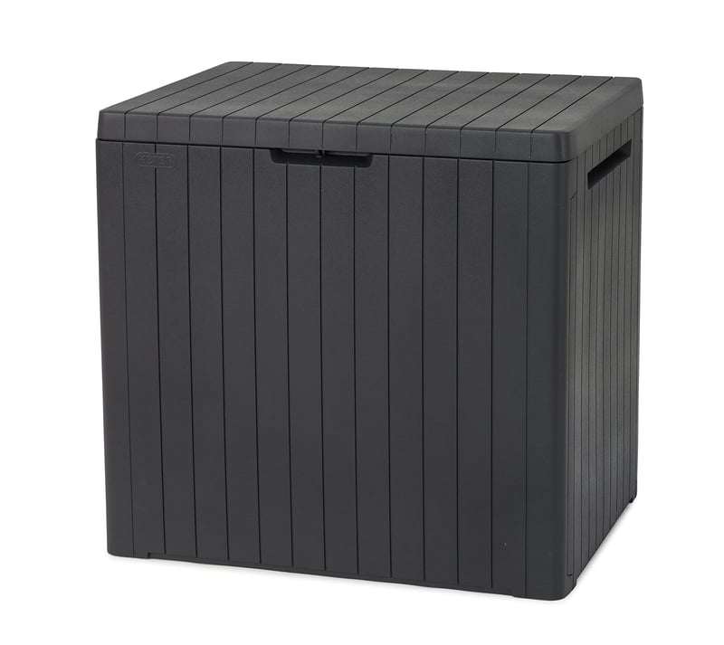 Úložný box Keter City Box, tmavosivý, 113 litrov, 55x44x57,8 cm, na balkón a do malých priestorov, s povrchom s efektom dreva