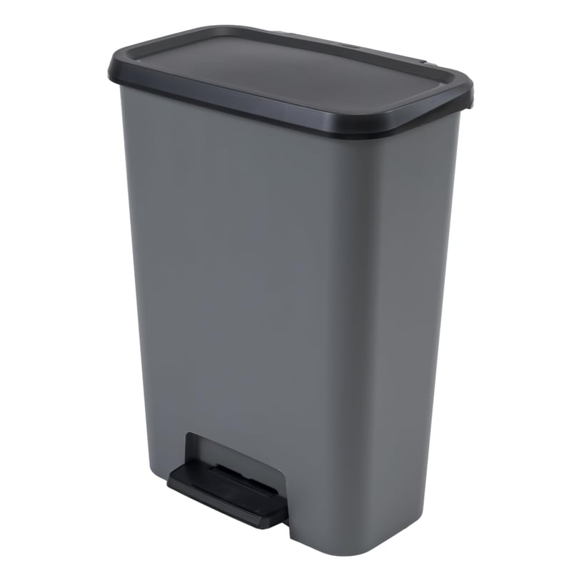 Coș de gunoi Keter Curver Compatta Duo 23L + 23L - Gri/Negru, recipient pentru colectare selectivă cu două compartimente