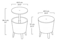 Masă de bar frigorifică Keter Illuminated Cool Bar cu LED alb, capacitate 42 doze, masă laterală de grădină 49,5x49,5x57 cm, rezistentă la intemperii 3