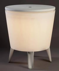 Masă de bar frigorifică Keter Illuminated Cool Bar cu LED alb, capacitate 42 doze, masă laterală de grădină 49,5x49,5x57 cm, rezistentă la intemperii 7