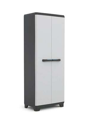 Keter Linear plastični visoki ormar, svijetlosiva/crna/plava, 68 x 39 x 173 cm, podesive police