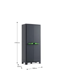 Plastová skriňa Keter Moby Alto XL antracitová 80x44x182 cm, IPX3 vodoodolná, so 4 nastaviteľnými policami, úložná skriňa do interiéru aj exteriéru 3