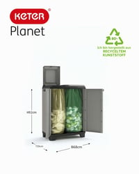 Keter Planet újrahasznosított műanyag hulladékgyűjtő szeparátor, szürke-fekete, 680 x 390 x 920 mm 2