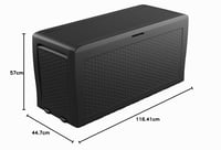 Záhradný úložný box Keter Samoa 270 l, antracitový, imitácia dreva, živica, 116,4 x 44,7 x 57 cm 4