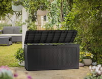 Záhradný úložný box Keter Samoa 270 l, antracitový, imitácia dreva, živica, 116,4 x 44,7 x 57 cm 3