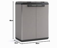 Keter Split Basic recyklačná skriňa, sivá/čierna, 68 x 39 x 85 cm, 220 litrov, plast, manuálne otváranie 6