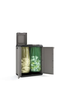 Keter Split Basic recyklačná skriňa, sivá/čierna, 68 x 39 x 85 cm, 220 litrov, plast, manuálne otváranie 1