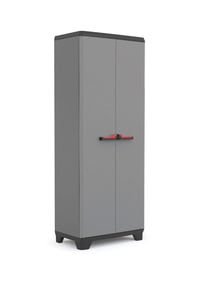 Úložná skriňa Keter STILO s 3 nastaviteľnými policami, 68x39x173 cm, sivá-čierna-červená, plastová, na skladovanie v garáži a kuchyni 1