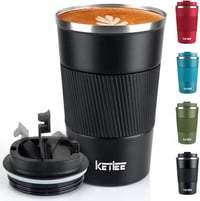 KETIEE 380ml rozsdamentes termikus bögre vákuum szigeteléssel fekete 1