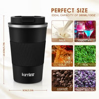 KETIEE 380ml rozsdamentes termikus bögre vákuum szigeteléssel fekete 7