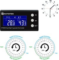 KETOTEK Digitális Termosztát Higrosztát Konnektor Nap/Éjjel Időzítővel, Hőmérséklet Páratartalom Szabályozó Szenzorral 230V Üvegházhoz Terrá 3