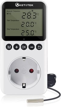 KETOTEK Digitális Termosztát Konnektor Napi Éjszakai Időzítővel 230V Hőmérséklet Szabályozó Szenzorral Terrárium Hüllő Keltetőhöz 1