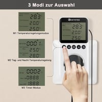 KETOTEK Digitális Termosztát Konnektor Napi Éjszakai Időzítővel 230V Hőmérséklet Szabályozó Szenzorral Terrárium Hüllő Keltetőhöz 3
