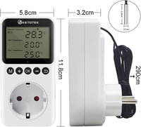 KETOTEK Digitális Termosztát Konnektor Napi Éjszakai Időzítővel 230V Hőmérséklet Szabályozó Szenzorral Terrárium Hüllő Keltetőhöz 7