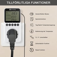 KETOTEK Digitális Termosztát Konnektor Napi Éjszakai Időzítővel 230V Hőmérséklet Szabályozó Szenzorral Terrárium Hüllő Keltetőhöz 2