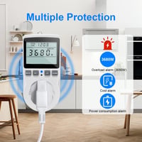 KETOTEK Energiafogyasztás Mérő Konnektor, Áramfogyasztás Mérő 11 Üzemmóddal, 3680W Teljesítménymérő LCD Kijelzővel 3