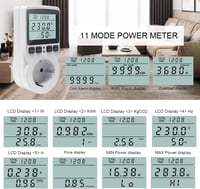 KETOTEK Energiafogyasztás Mérő Konnektor, Áramfogyasztás Mérő 11 Üzemmóddal, 3680W Teljesítménymérő LCD Kijelzővel 2