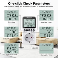 KETOTEK Energiamérő Konnektorba LCD Kijelzővel, Áramfogyasztás Mérő Otthonra Túlterhelés Védelemmel 3680W 3