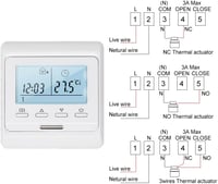 KETOTEK Programozható Termosztát Padlófűtéshez Digitális Szobatermosztát Melegvizes Fűtésszabályozó 230V Fehér Süllyesztett 5