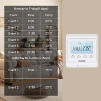 KETOTEK Programozható Termosztát Padlófűtéshez Digitális Szobatermosztát Melegvizes Fűtésszabályozó 230V Fehér Süllyesztett 4