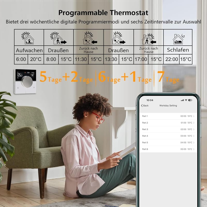 KETOTEK Smart WiFi Termosztát 16A Elektromos Padlófűtéshez Alexa Kompatibilis