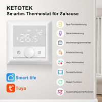 KETOTEK WiFi okos termosztát kazánhoz padlófűtéshez Alexa kompatibilis 2