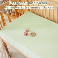 Kewlife Napínacia plachta do detskej postieľky 60x120-70x140 cm, 100% bavlnený mušelín, elastický lem, mäkká a priedušná, jarná zelená 4
