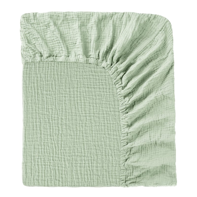 Kewlife Napínacia plachta do detskej postieľky 60x120-70x140 cm, 100% bavlnený mušelín, elastický lem, mäkká a priedušná, jarná zelená