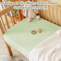 Kewlife Napínacia plachta do detskej postieľky 60x120-70x140 cm, 100% bavlnený mušelín, elastický lem, mäkká a priedušná, jarná zelená 6