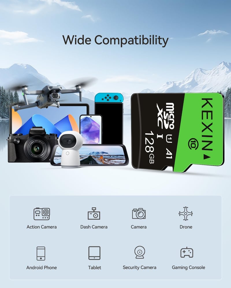 KEXIN 128GB Micro SD kártya 3 db A1 V30 U1 4K SD adapterrel