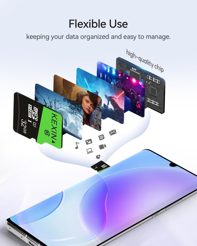 KEXIN 32GB Micro SD kártya 10 darab csomag SD adapterrel UHS-I C10 telefonhoz kamerához