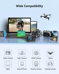 KEXIN 64GB Micro SD kártya 5 darab, UHS-I U3 V30 A1, 100MB/s, SD adapterrel, GoPro drón okostelefon 4