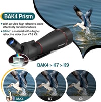 KEXWAXX Spektív 25-75x100mm - Vízálló IPX7 Távcső Vadászathoz, Sportlövészethez és Madármegfigyeléshez - FMC BAK4 Prizmás Fekete Állvánnyal  5