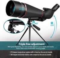KEXWAXX Spektív 25-75x100mm - Vízálló IPX7 Távcső Vadászathoz, Sportlövészethez és Madármegfigyeléshez - FMC BAK4 Prizmás Fekete Állvánnyal  6
